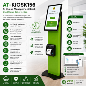 15.6" Smart Queue Management Kiosk with AI Analytics & Cloud Platform | Self-Service <b>Ticketing</b> System | AT-KIOSK156 | OEM/ODM - Product Image 1
