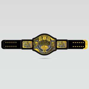 Ceinture de champion de lutte intercontinental, sangle noire, plaques métalliques en laiton et zinc doré sur quatre côtés, personnalisable, détails complexes - Product Image 2