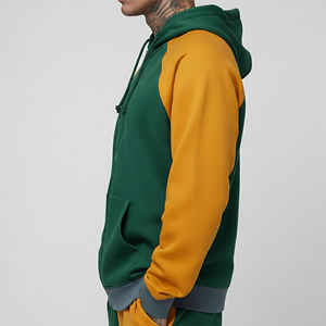 Custom Color Block Zip Up Hoodie Men Oversized <b>Fleece</b> Streetwear Hoodie Premium Cotton Full Zip Hooded <b>Jacket</b> With Custom Logo - Product Image 5