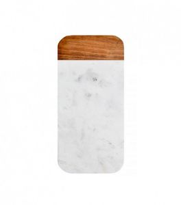 Planche à découper rectangulaire en marbre et bois massif pour usage professionnel en cuisine, découpe de viande, de pain et service décoratif - Product Image 3