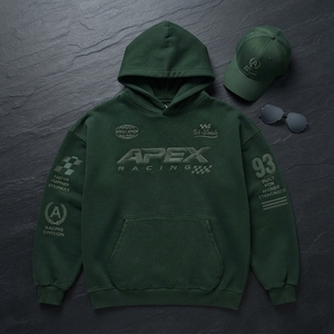 Sudadera con Capucha Verde Oscuro para Hombre, Estilo Racing, Oversize, Streetwear, con Estampado Gráfico de Motorsport, para Uso Diario Informal - Product Image 3