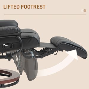 Sillón Reclinable Giratorio Moderno de Cuero PU Negro con Reposapiés para Sala de Estar, Sillón Reclinable para RV - Product Image 5