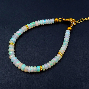 Natural Ethiopian Opal <b>Beads</b> <b>Bracelet</b>, Multi Fire Roundel, Natural Gemstone Jewelry - Product Image 5