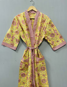 Batas Kimono de Algodón Estampado de Lujo para Mujer, Ropa de Dormir Informal para la Playa, Regalo Perfecto para Damas de Honor - Product Image 3