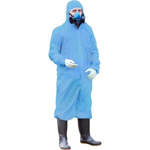 XX-Confezione tute da lavoro monouso Unisex di grandi dimensioni 25 blu SMS completo traspirante completo polsini elasticizzati cerniera in vita per la pulizia - Product Image 1