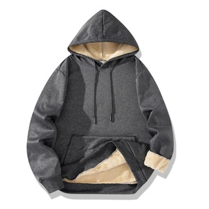 Sweat-shirt à capuche surdimensionné pour homme, doublé polaire, décontracté, pour l'hiver, coupe classique, couleur unie, tricoté, manches longues 2027 - Product Image 1
