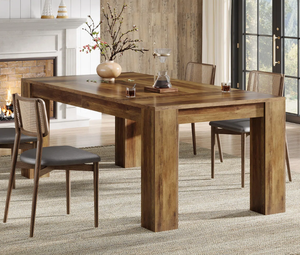 Ensemble de table à manger moderne de luxe en bois de manguier massif, hauteur réglable, pieds en métal noir de haute qualité en forme de X, pour cuisine, chambre, maison - Product Image 6