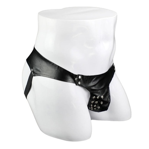Jockstrap de Cuero para Hombre con Detalle de Remaches, Cintura Baja, Color Sólido, Ropa Interior Sexy - Product Image 2