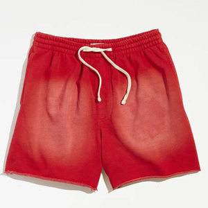 Ensemble short homme vintage délavé à l'acide avec logo personnalisé, tenue streetwear écologique 100% coton respirant anti-plis avec cordon de serrage - Product Image 5