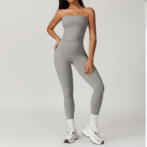Venta Directa de Fábrica, Conjunto de Shorts de Yoga para Mujer, Totalmente Personalizado, con Cinturón, 2 Piezas, Transpirable, Spandex/Nailon, Varios Colores - Product Image 3