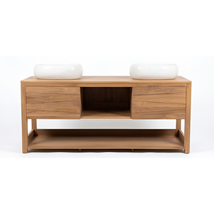 Teak Bathroom Vanity <b>Unit</b> for Hotel Project Double Vessel Basin Counter Cabinet Commercial Resort Contract Furniture Indonesia - Product Image 1