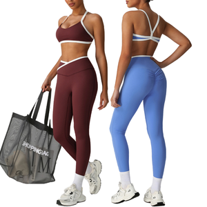 Nuevo Conjunto de Yoga de Dos Piezas para Mujer, Otoño-Invierno, de un Solo Hombro, Ajustado, Manga Larga, Color Sólido, Antibacteriano, con Pantalones Anchos Ligeramente Acampanados - Product Image 2