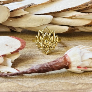 Luxury Boho Brass Lotus <b>Rings</b> 18K Gold Plated Floral <b>Statement</b> Cutout Wedding Gift <b>Rings</b> for Women Wholesale/OEM/ODM - Product Image 1