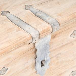 Cómoda de Madera Maciza de Acacia de 15.7 Pulgadas con Detalles Cuadrados de Hierro Blanco, Mueble para Sala de Estar - Product Image 6