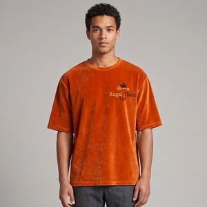 Summer Velvet T Shirt Men Oversized Short Sleeve Velour Tee Shirts Men's Fashion Style Velvet <b>TShirt</b> Mens - Product Image 1