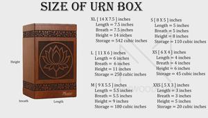 Handcrafted Wooden Lotus Cremation Urn Floral Carved <b>Memorial</b> Keepsake <b>Box</b> for human ashes medium size 9x5.5 urn <b>box</b> - Product Image 6