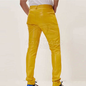 Pantalon décontracté pour homme en cuir foncé, coupe droite, tendance, pour l'extérieur, doux, durable, confortable, style streetwear - Product Image 2