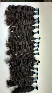 Cheveux naturels indiens Remy bouclés pour bébé, double épaisseur, en bande, 100g, 34 pouces, cheveux de temple en vrac, teints noir, style tissage - Product Image 3