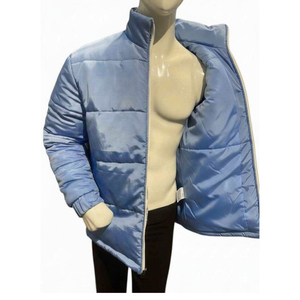 Polyester Shell Full-Zip Puffer <b>Jacket</b> for Outdoor Sportswear Wholesale Men Windproof Quilted Padded <b>Jacket</b> With White Zipper - Product Image 4