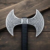 Hache à double lame de qualité industrielle Soul Forge Crafts, en acier à haute teneur en carbone, tête de tomahawk tactique, manche en caoutchouc, pour la survie