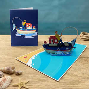 การ์ดอวยพรรูปเรือตกปลา 3 มิติ สไตล์เวียดนาม ยี่ห้อ Viet-craft ผลิตด้วยกระดาษทำมือ พิมพ์ออฟเซ็ต ลายมหาสมุทร ของขวัญ - Product Image 6