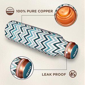 Botella de Cobre de 1000 ml con Patrón Chevron, 27 cm de Altura, Diseño Moderno, para Uso en Exteriores - Product Image 4