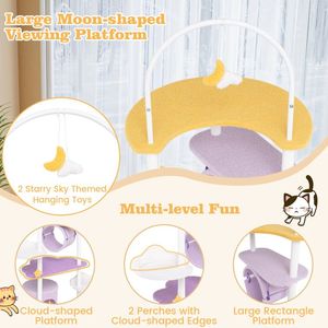 Grande tour pour chat de 62 pouces avec structure métallique et plateformes de saut pour chats de grande taille, arbres à chat et griffoirs - Product Image 2