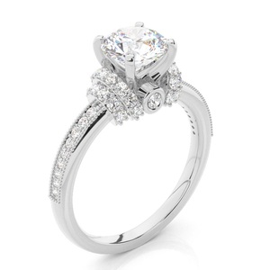 Bague de fiançailles de style ethnique, 1,5 carat, diamant blanc de couleur D, taille brillant, créé en laboratoire, en argent sterling 925 plaqué rhodium, 4,5g - Product Image 1