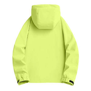 เสื้อแจ็คเก็ตกันลมแบบมีฮู้ดสำหรับผู้ชาย สีพื้น เรียบง่าย เคลือบ PU โพลีเอสเตอร์ เสื้อนอกสำหรับฤดูใบไม้ร่วง ทรงปกติ คอตั้ง - Product Image 2