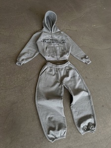 Winter Fleece High Quality Cotton Screen Printing Logo <b>Women</b> Tracksuit Streetwear 2 Pieces Custom <b>Sweatpants</b> and Hoodie Set - Product Image 4
