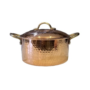 Casserole en cuivre de style vintage avec couvercle et poignées en laiton, fait main, pour la cuisine - Product Image 3