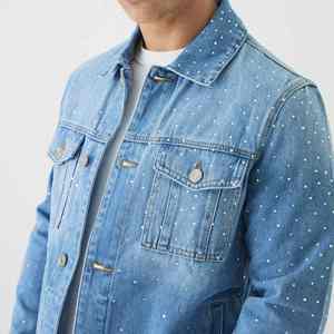 2026 New Fashion Design High Quality & Quick Dry Wholesale Price Custom Made Denim <b>Rhinestone</b> Men's <b>Jackets</b> - Product Image 6