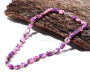 Pink Purple Mohave Turquoise Faceted Nuggets <b>Beaded</b> <b>Necklace</b> Handmade Turquoise Gemstone Jewelry Elegant December Birthstone - Product Image 4