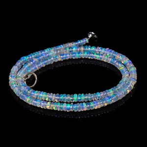 Collier en opale, collier en argent sterling 925, perles d'opale lisses de forme ronde, taille 3-5 mm, perles d'opale naturelles, collier de 16 pouces - Product Image 2