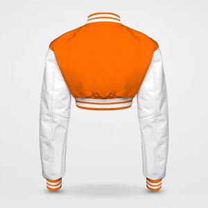 Premium Quality Cotton/Polyester Crop Varsity Bomber Jacket Shearling Hooded Plus Size Custom Embroidery <b>Patch</b> Ladies Windproof - Product Image 2