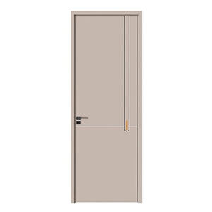 Porte de chambre et de cuisine en bois massif avec placage noyer, design postmoderne, noyau en MDF, résistante à l'humidité et insonorisée, grain de bois PVC - Product Image 1