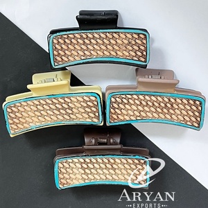 Hot Sale Accessories Women's Hand Tooled Leather Hair Claw Cowhide Large Custom Rectangle Wholesale Hair Claw <b>Clips</b> for Women's - Product Image 1