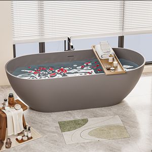 63 \ "di lusso grigio opaco 23S03-63MG costruito solido pietra pietra pietra Freestanding bagno bagno contemporaneo - Product Image 1