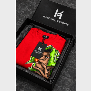 เสื้อยืดลายการ์ตูนสีแดงสำหรับผู้ชาย สไตล์สตรีท แขนสั้น คอกลม ทรงปกติ เสื้อยืดฮิปฮอป - Product Image 6