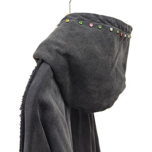 Sweat à capuche tricoté à manches longues pour l'automne, avec strass, écologique, logo personnalisé, en tissu polaire de coton, coupe-vent, chaud et respirant - Product Image 3