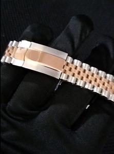 Montre de luxe personnalisée en acier inoxydable bicolore or rose, avec cadran serti de diamants et mouvement mécanique - Product Image 4