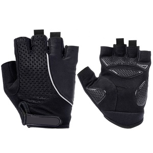 Half Finger Riding <b>Gloves</b> <b>Black</b> Breathable <b>Mesh</b> Palm Padding Unisex - Product Image 1