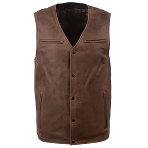 <b>Top</b> Trending Men's Leather Denim Vest Unique Plus-Size Front Pockets OEM Low MOQ Sleeveless Winter <b>Heated</b> Breathable Waistcoat - Product Image 1