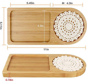 Plateau de service en bambou, assiette irrégulière pour café, thé, dessert, soucoupe à boisson, maison, camping - Product Image 3