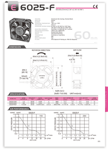 Ventilador de refrigeración axial pequeño EC de 60mm con aspas de plástico de Taiwán, con 2" - Product Image 4