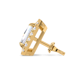 IGI Certified Lab Grown Diamond Radiant Cut Halo Stud <b>Earrings</b> 18K Gold Milgrain Halo Diamond Studs - Product Image 2