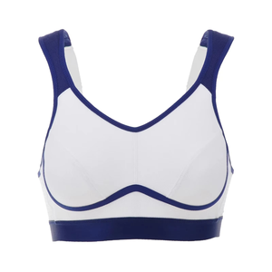 Soutien-gorge de sport pour femme, gris, dos nageur, coupe courte, avec bordure contrastante noire, pour fitness et entraînement, vêtements de sport, fournisseur OEM personnalisé en gros - Product Image 3