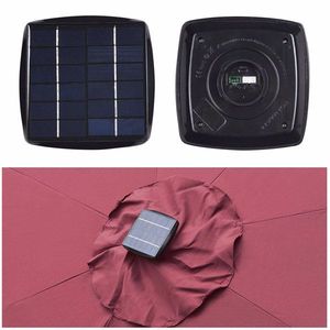 8 Rib 9 FT Outdoor Solar LED Table Umbrella Aluminum Frame Patio Umbrella with LED Strip Lights Hub No Shipment - Product Image 5