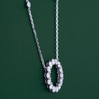Collier élégant avec pendentif rond en diamant de laboratoire, serti de pierres étincelantes, design minimaliste de bijoux de luxe pour femmes