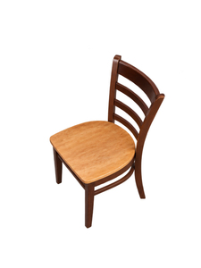 Chaise de salle à manger classique en teck massif avec dossier en échelle, assise en bois et dossier incurvé, confortable et pratique - Product Image 5